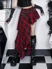 Irregular Plaid Midi Skirt CF25323 Slim Fit Bodycon Dark Style European American Chic Sexy Versatile Women's Bottoms_ecoleips.com