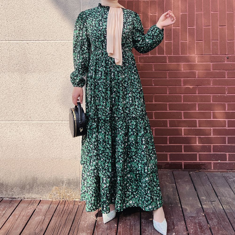 Women's Clothing Large Size Printed Dress Ankle Length Printed Long Dress_ecoleips.com