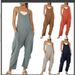 Women's Solid Color Jumpsuit – Strapless Wide-Leg Romper With Utility Pockets, Casual & Chic One-Piece Outfit_ecoleips.com