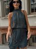 Sexy Sequin Halter Neck Tie up Dress Trendy New Autumn 2025 Style Women's Cross Border European American Fashion_ecoleips.com