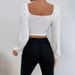Voya Women's Spring And Summer New Casual Party Vacation Waist Cinched Long Sleeved Women's T-shirt Ultra Short Top_ecoleips.com