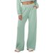 Women's Autumn Winter Waffle Sports European And American Style Solid Color Loose Casual Wide Leg Fitness Training Pants_ecoleips.com