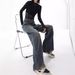 KEN STUDIO Early Autumn New Ripped Jeans With American Retro Raw Edge Design, Loose Wide-leg Pants_ecoleips.com