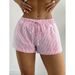 Women's Casual Drawstring Shorts, Solid Color & Striped Summer Shorts, Elastic Waist Comfort Fit For Outdoor Lounge Travel_ecoleips.com