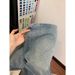 Light Colored Rhinestone Denim Capri Pants plus Size Loose Fit Slimming Wide Leg Pear Shaped Figure New Summer Style_ecoleips.com
