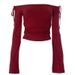 Sexy Off-Shoulder Cropped T-Shirt for Mature Women European American Style Street Style Solid Color Tie-Up Top_ecoleips.com