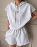 Women's Clothing Women's Casual Hoodie With Drawstring & High-Waist Shorts Set – Korean Style Letter Patch Loungewear (Light Grey/Beige/Black, S-XXL)_ecoleips.com