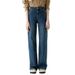 Orange Silk Women's Clothing#Retro Blue Narrow Wide-Leg Jeans For Women 2024 New High-Waisted Loose Straight Pants_ecoleips.com
