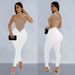 C6912 Cross-Border European And American Fashion Women's Solid Color Mesh Rhinestone Sleeve Long Pants_ecoleips.com