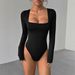 Autumn And Winter New Sexy Spice Girls Square Collar Temperament Slim Long-sleeved Onesie_ecoleips.com