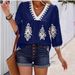 Women's Clothing Summer Short Sleeved Digital Printing V Neck T Shirt_ecoleips.com