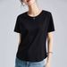 This Korean-Style Pure Cotton T-Shirt Features A Regular Shoulder Cut, A Stylish Summer Design With A Curved Hem, And A_ecoleips.com