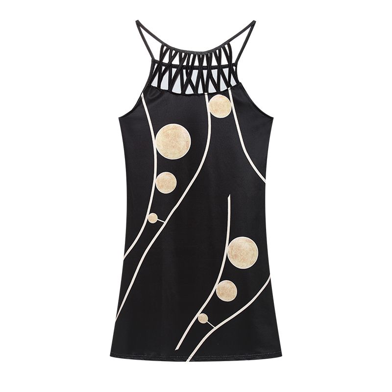 2024 Summer National Wind Positioning Printing Mesh Belt Sleeveless Casual Dress_ecoleips.com