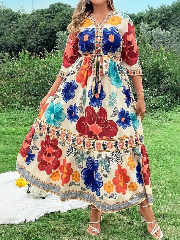 Women's Clothing New Printed Dress Long Skirt_ecoleips.com