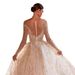 Elegant Handcrafted Wedding Dress With Deep V-Neck & Long Sleeves, Luxurious Polyester Fabric, Floor-Length Gown For Brides_ecoleips.com