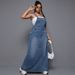 K Large Size Women's New Denim Spicy Style Shoulder Strap Skirt_ecoleips.com