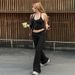 2026 Spring New Sexy Cropped Halter Neck Tank Top Slim High-Waisted Flared Pants Women's Set Wholesale_ecoleips.com