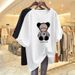 Women's Clothing summer new short sleeved T shirt women's long bear pure cotton round neck print half sleeved goods large version T shirt_ecoleips.com