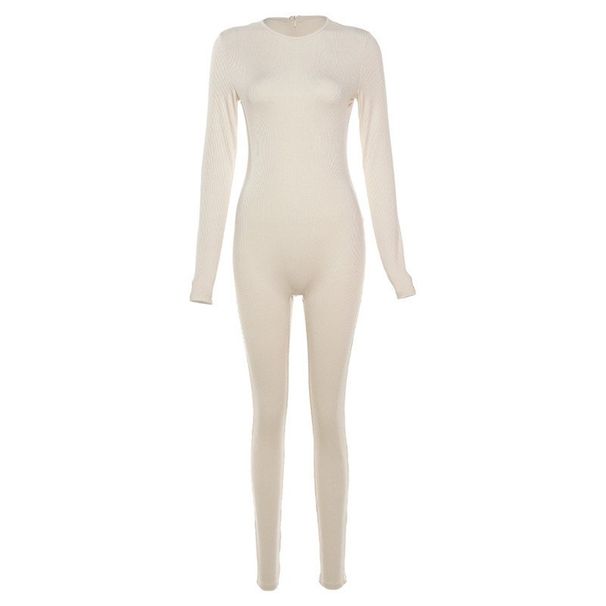 Women's High-Waisted Slim-Fit Jumpsuit - Streetwear Stretch Bodysuit , Trendy Solid Color One-Piece Pantsuit For Casual & Athletic Style_ecoleips.com