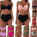 Women's High-Waist Bikini Set – Animal Print & Floral Swimwear With Removable Padded Top (S-Xxl, Quick-Dry Polyester, Tummy Control Design)_ecoleips.com