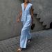 Women's Clothing Women's Cotton V Neck Sleeveless Top Vest Pants Set Solid Color Elegant Commuting Style For Formal & Casual For Women_ecoleips.com