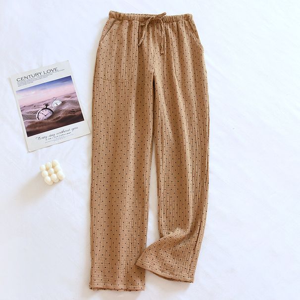 2024 New 100% Cotton Summer Women Trousers Sleep Pants Woman Pajamas Pants Polka Dot Print Bottoms Sleepwear Women Homewear_ecoleips.com