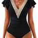 Women's Clothing Swimsuit Solid Color Flying Sleeve One Piece Swimsuit_ecoleips.com
