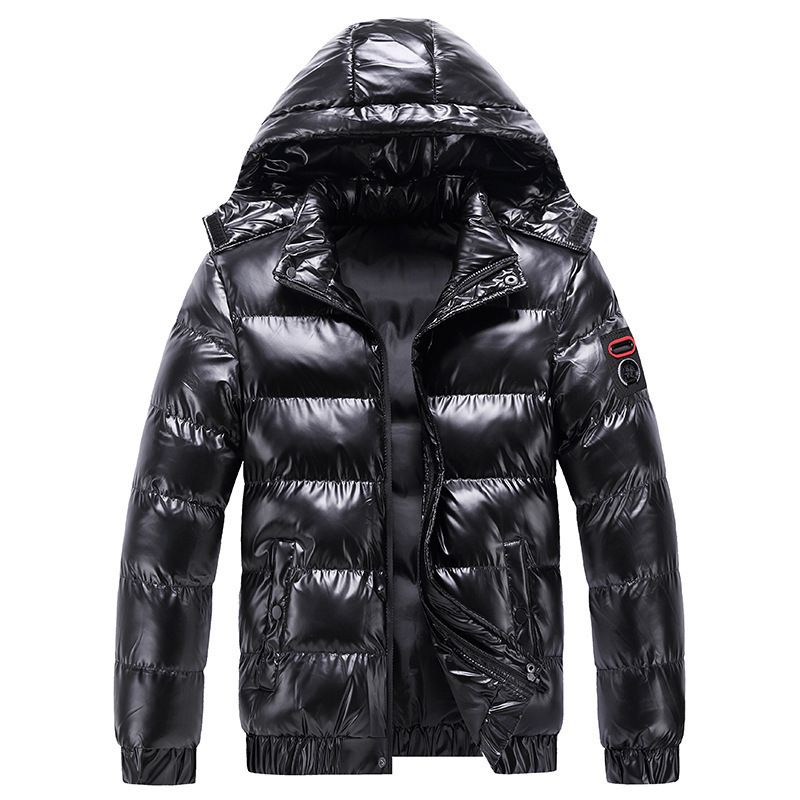 Men's & Women's Winter Hooded Puffer Jacket - Shiny Surface, Thickened Warm Coat, Fashionable Solid Color Zip-Up Outerwear For Youth_ecoleips.com