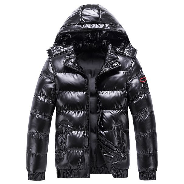 Men's & Women's Winter Hooded Puffer Jacket - Shiny Surface, Thickened Warm Coat, Fashionable Solid Color Zip-Up Outerwear For Youth_ecoleips.com