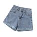 white trendy distred denim shorts for women high waisted slimming aline frayed wide leg hot pants summer 2025_ecoleips.com
