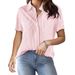 Women's Clothing New Printed Striped Cardigan Tops Casual Fashion Short Sleeved Shirts For Women_ecoleips.com