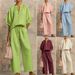 Women's Solid Color Zip up Sweatshirt And Straight Leg Pants Set Casual Loose Fit Autumn Summer European American Style_ecoleips.com
