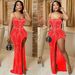 Women's Clothing Fashion Solid Color Suspender Irregular Hot Diamond Long Skirt Dress Women_ecoleips.com