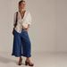 Women's Flared Cropped Lace Trim Denim Jeans - High Waisted Wide Leg Comfort Stretch Pants For Casual Streetwear_ecoleips.com