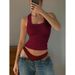 Women's U Neck Solid Color Slim Fit Racerback Crop Top Summer Fashion Hot Girl Clothing_ecoleips.com