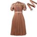 D499 European And American Women's Fashion 2024 New Short Sleeve Lace Trim Pleated African Dress Cross-Border Gown_ecoleips.com