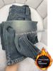 Starry Sky Pattern Wheat Ear Jeans For Women, Autumn And Winter Style, Plus Size, Pear-Shaped Body, High Waist,_ecoleips.com