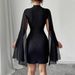 Women's Clothing Women's Shiny Print High Collar Lantern Sleeve Tight Dress Sexy Hot Girl Party Hip Skirt_ecoleips.com