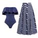 Vintage Denim One-Piece Swimsuit For Women – High-Waisted Tummy Control With Detachable Skirt_ecoleips.com