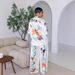 Women's Satin Printed Elegant Short Sleeve Shirt Wide Leg Pants Casual Two Piece Set RC3327_ecoleips.com