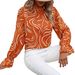 Women's Clothing Women's Printed Ruffled Long Sleeve Shirt Ruffled Collar Top Style Spring Autumn Fashion For Formal & Casual For Women_ecoleips.com