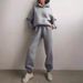 Women's Clothing Autumn And Winter Women's Clothing Solid Color Thickened Long Sleeve Sweater Elastic Trousers Pocket Two Piece Set_ecoleips.com