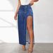 Women's Clothing Retro Denim A Line Skirt New Style Slit Denim Skirt Half Length Skirt Female Autumn And Winter Half Skirt High Waist Design_ecoleips.com