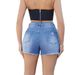 Women's Clothing High Quality High Quality Supply High Waist Elastic Slim Fit Ripped Denim Shorts_ecoleips.com