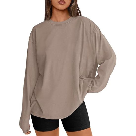 Women's Long Sleeved Base Shirt round Neck Loose Rayon T-Shirt plus Size European And American Style Inner Layer Top_ecoleips.com