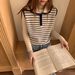 Korean-style Blue Striped Lapel Knitted Vest Women, Suitable Early Autumn, Layered Wear For Petite Figures, Sleeveless_ecoleips.com