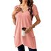 Oversized V-Neck Pocket T-Shirt For Women, Casual Longline Cotton-Blend Tee For Streetwear And Daily Outfits_ecoleips.com