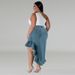 Women's Clothing Large Size Denim Fitted Long Skirt_ecoleips.com