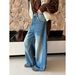 ICC Guangzhou Thirteen Lines Vintage Washed White Flocked Cuffed Wide-Leg Loose Jeans For Women 10581_ecoleips.com