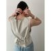 No Returns Or Exchanges, All-white Outfit With Waist Straps, U-neck Sleeveless Tank Top Wo, Slimming Outerwear For_ecoleips.com